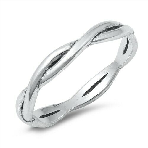 925 Sterling Silver Celtic Braided Weave Band Ring Size 4-10