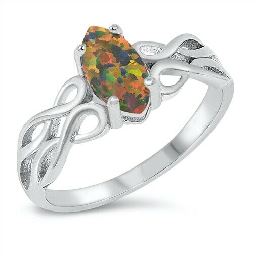 Silver Celtic Knot Ring Black Opal Size 5-10
