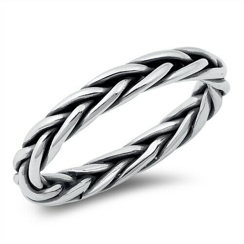 925 Sterling Silver Celtic Weave Ring Band Size 5-10