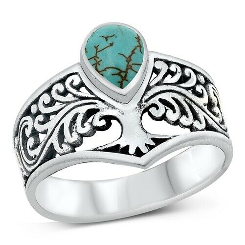 Large 925 Sterling Silver Tree of Life Ring Band Size 6-9