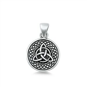 925 Sterling Silver Irish Celtic Triquetra Trinity Knot Pendant Free Chain