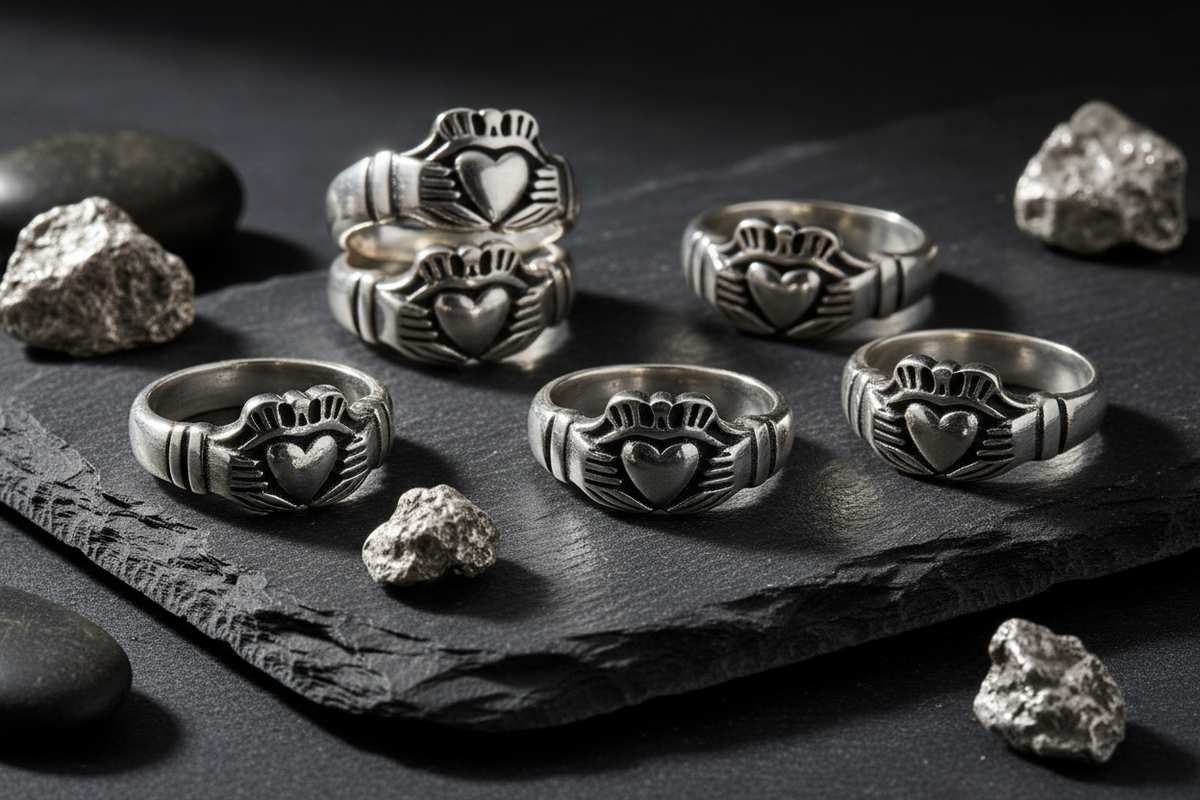 Silver Irish Claddagh Men Rings