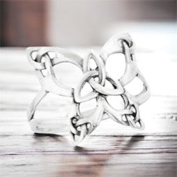 925 Sterling Silver Celtic Trinity Triquetra Knot Butterfly Ring Size 4-10