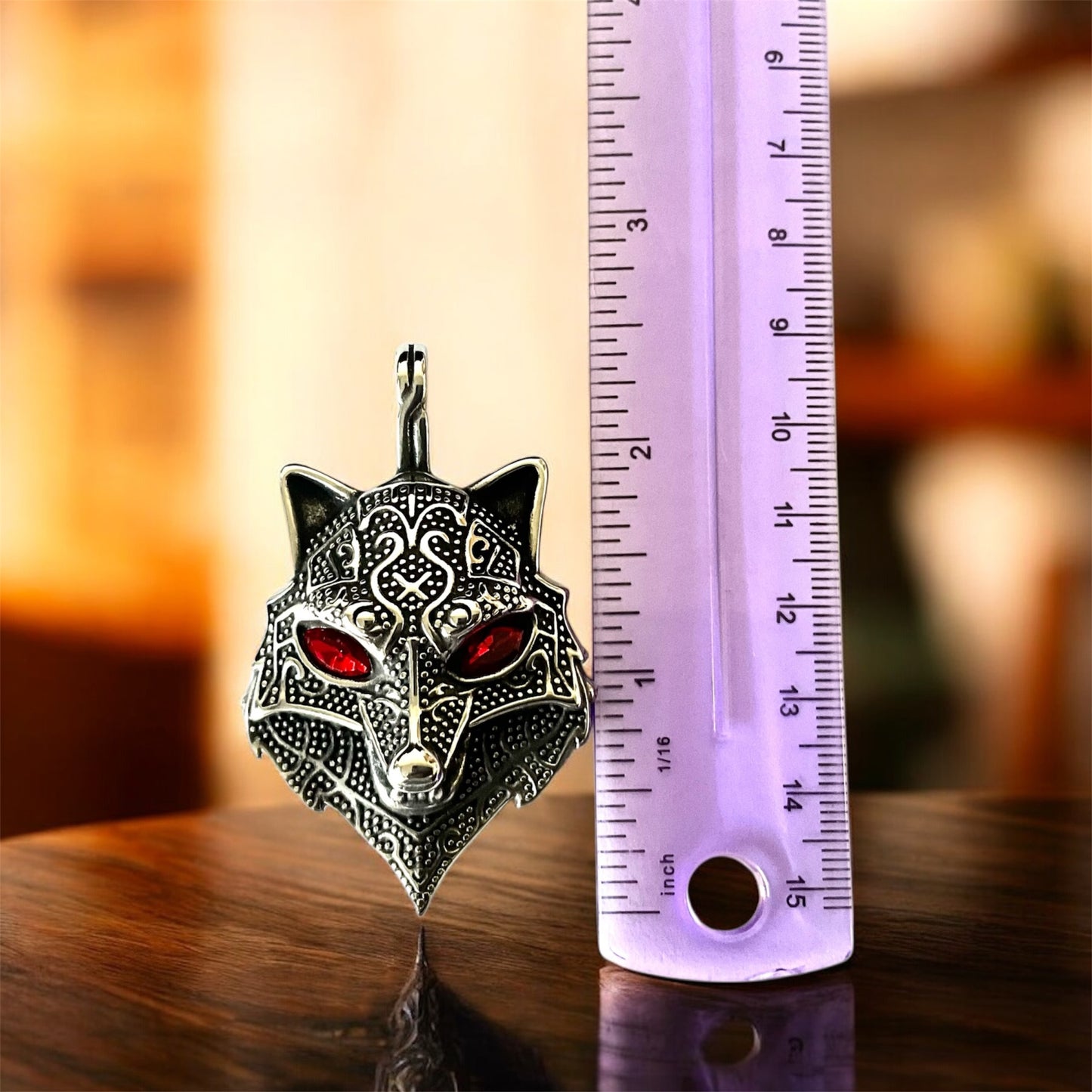 Large 316L Surgical Stainless Steel Wolf Head Pendant + Free Chain Necklace