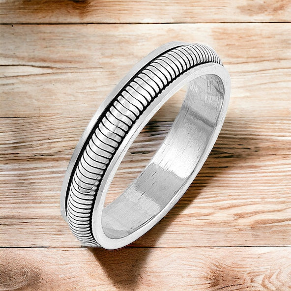 Sterling Silver Unisex Rope Spinner Ring