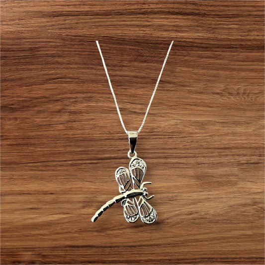 925 Sterling Silver Dragonfly Pendant Clear CZ Necklace + Free Chain