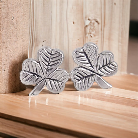 Sterling Silver Irish Lucky Shamrock Stud Post Earrings