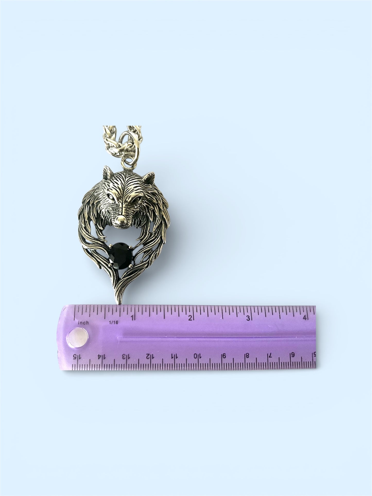 Large 316L Surgical Stainless Steel Wolf Head Pendant + Free Chain Necklace