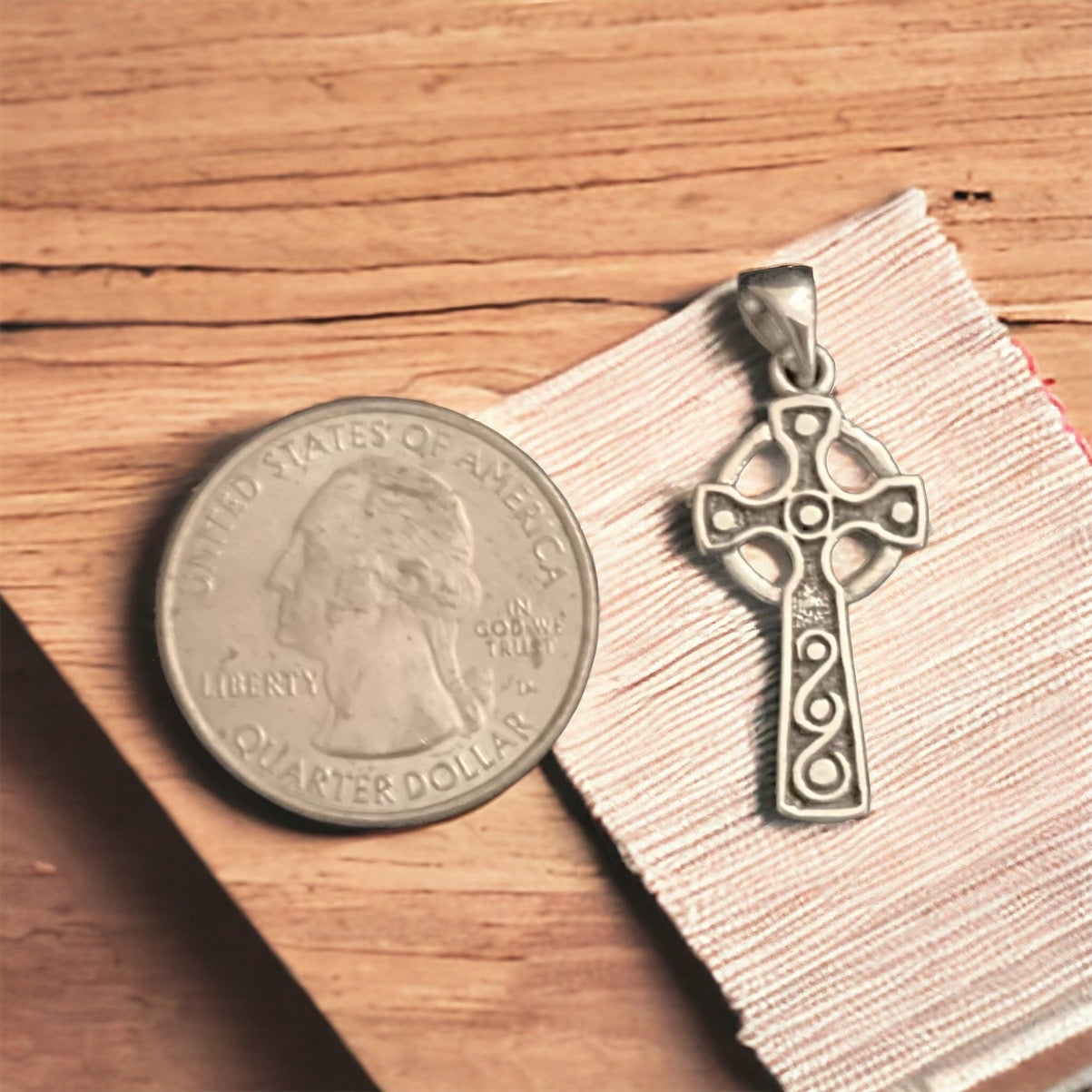 925 Sterling Silver Irish Celtic Cross Pendant + Free Chain Necklace