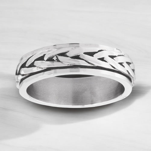 316L Surgical Stainless Steel Celtic Weave Spinner Ring Band Size 7-12