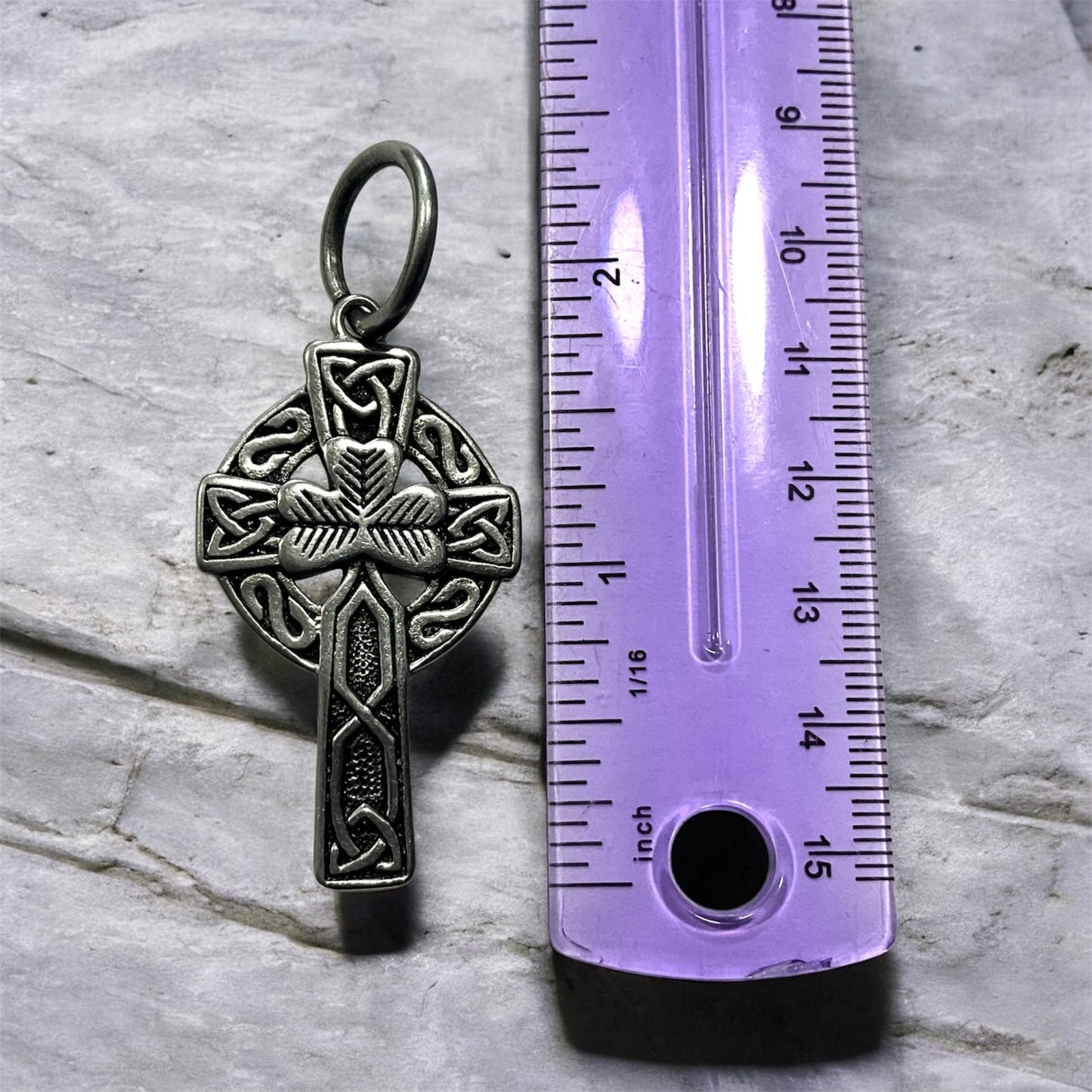 Large 316L Surgical Stainless Steel Irish Celtic Shamrock Pendant + Free Chain Necklace