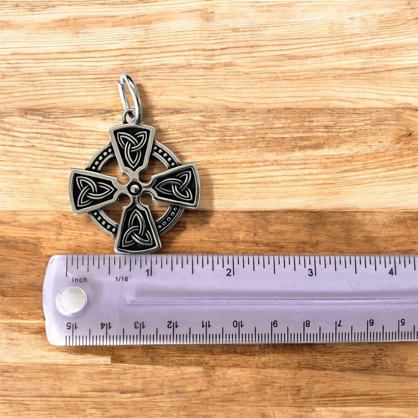 Large 316L Surgical Stainless Steel Irish Celtic Equal-Sided Cross Pendant + Free Chain Necklace