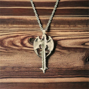 925 Sterling Silver Celtic Viking Norse Battle Axe Skull Pendant Necklace + Free Chain