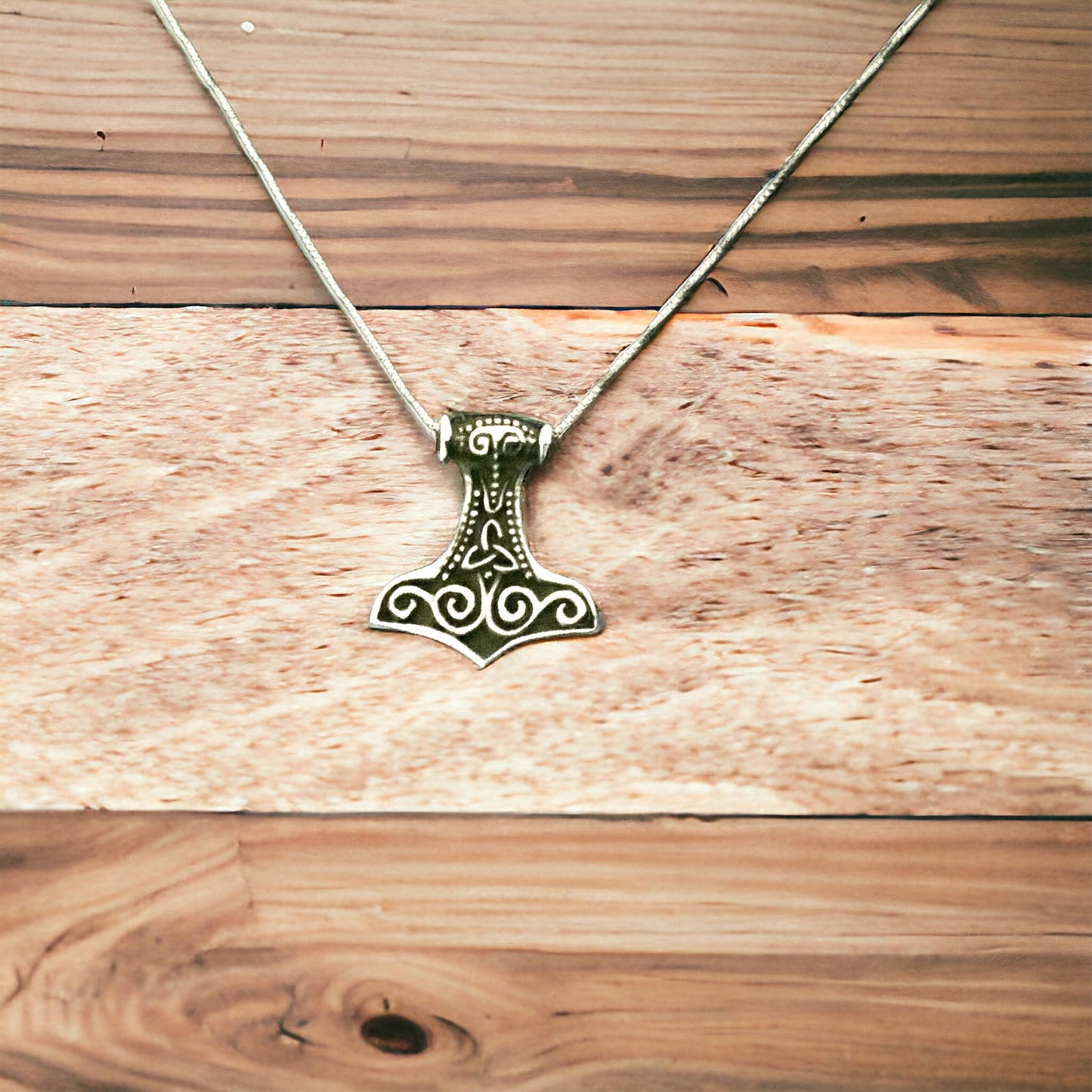 925 Sterling Silver Viking Norse Thor's Hammer Mjolnir Pendant Necklace + Free Chain