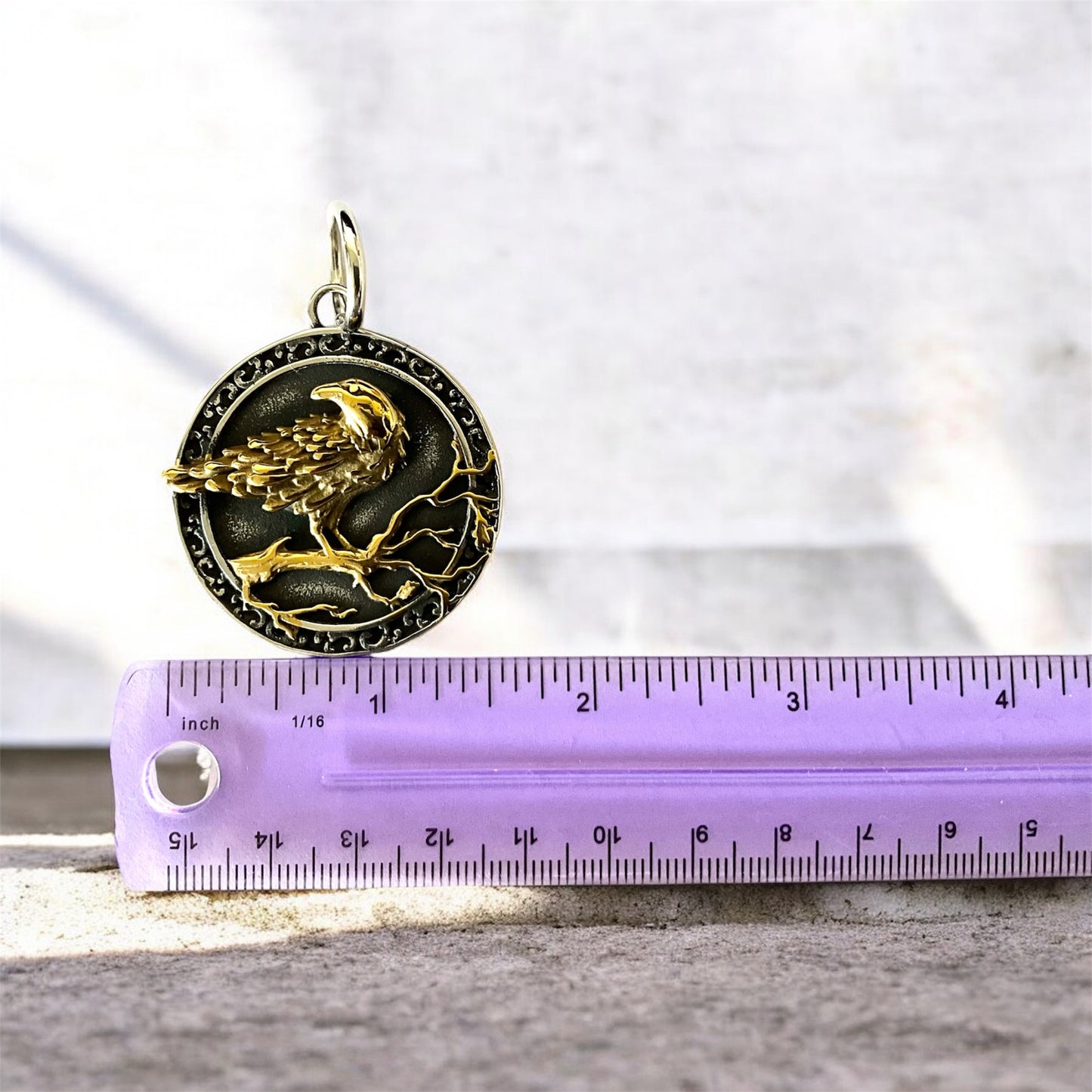 Large 316L Surgical Stainless Steel Raven Pendant + Free Chain Necklace