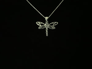 925 Sterling Silver Celtic Dragonfly Pendant Necklace + Free Chain