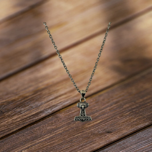 925 Sterling Silver Viking Norse Thor's Hammer Mjolnir Pendant Necklace + Free Chain