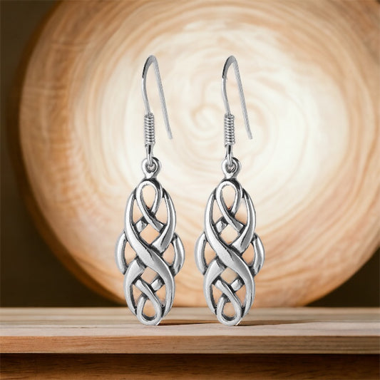 Silver Celtic Knotwork Dangle Earrings