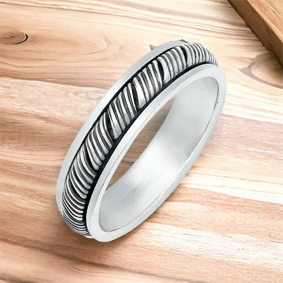 Sterling Silver Unisex Weave Spinner Ring