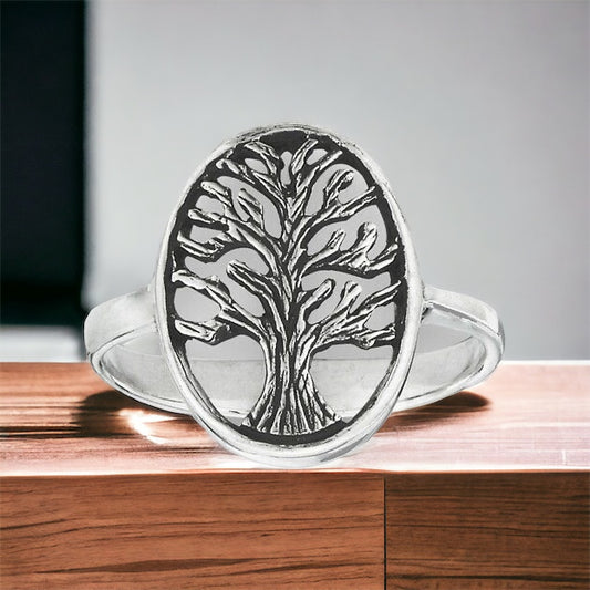 925 Sterling Silver Tree of Life Ring Band Size 6-10