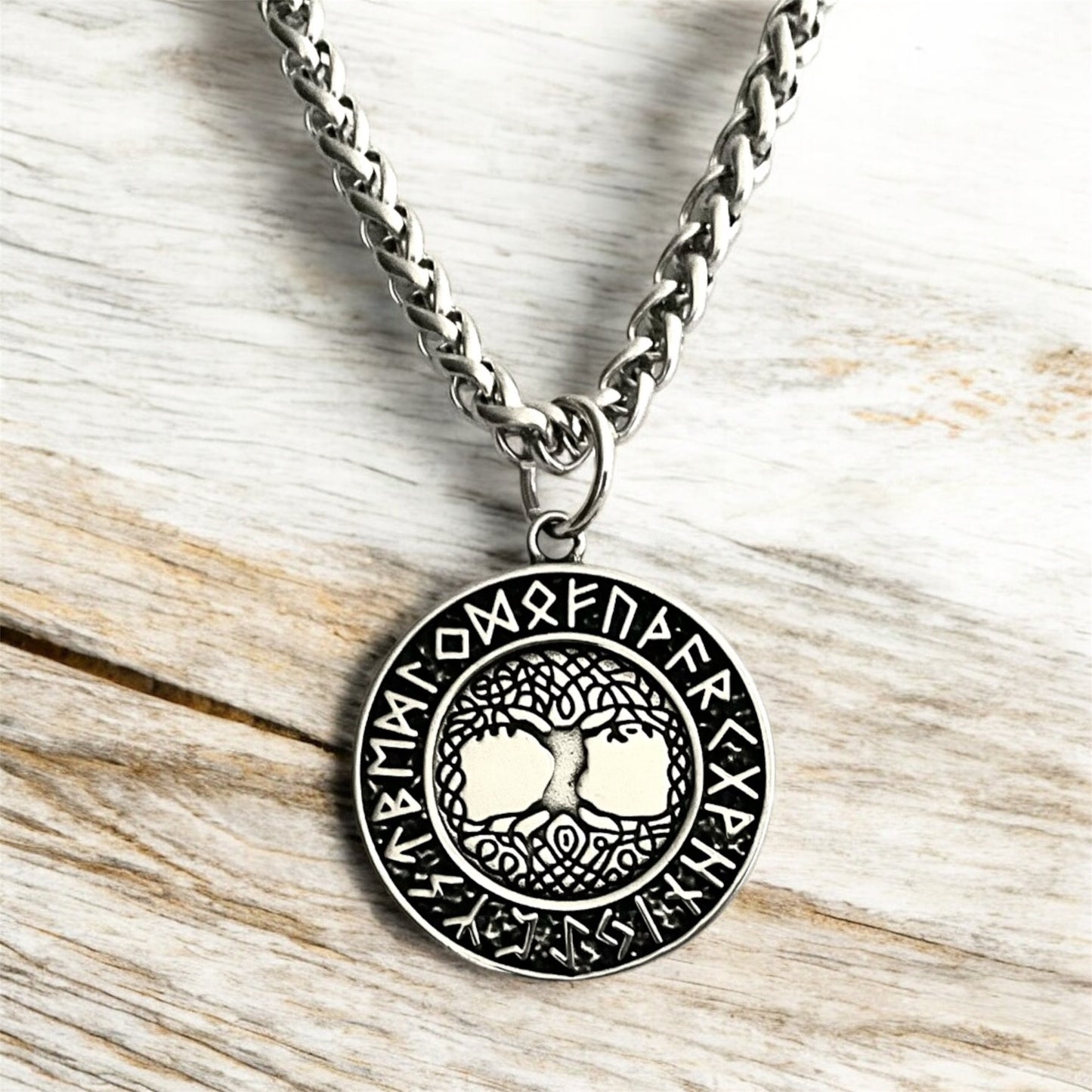 Large 316L Surgical Stainless Steel Viking Celtic Tree of Life Pendant + Free Chain Necklace