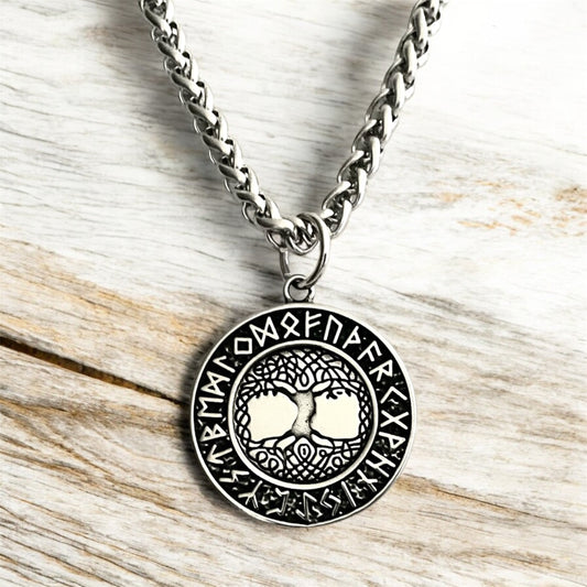 Large 316L Surgical Stainless Steel Viking Celtic Tree of Life Pendant + Free Chain Necklace