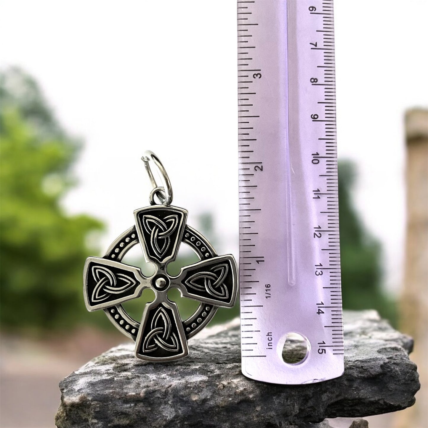 Large 316L Surgical Stainless Steel Irish Celtic Equal-Sided Cross Pendant + Free Chain Necklace