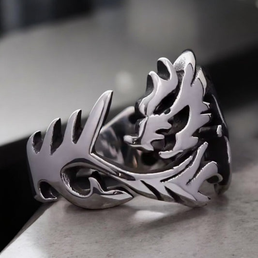 Large 316L Surgical Stainless Steel Dragon Ring Size 7-13