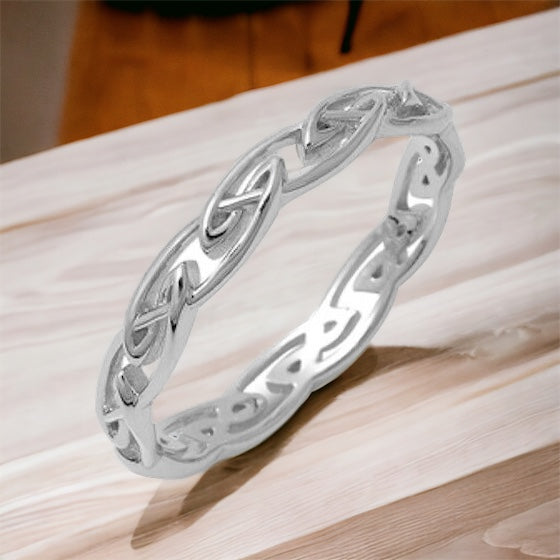 925 Sterling Silver Unisex Celtic Weave Ring Band Size 4-11