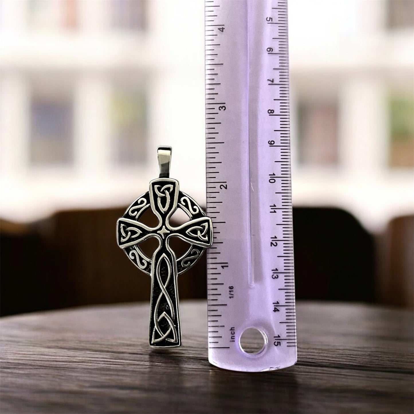 Large 316L Surgical Stainless Steel Irish Celtic Cross Pendant + Free Chain Necklace