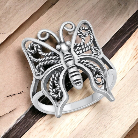 Large 925 Sterling Silver Butterfly Ring Size 5-9