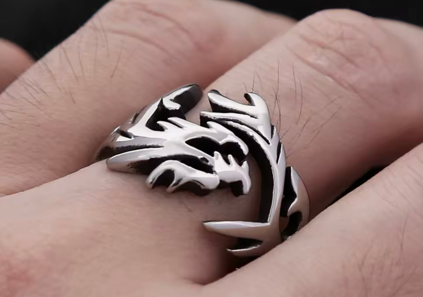 Large 316L Surgical Stainless Steel Dragon Ring Size 7-13