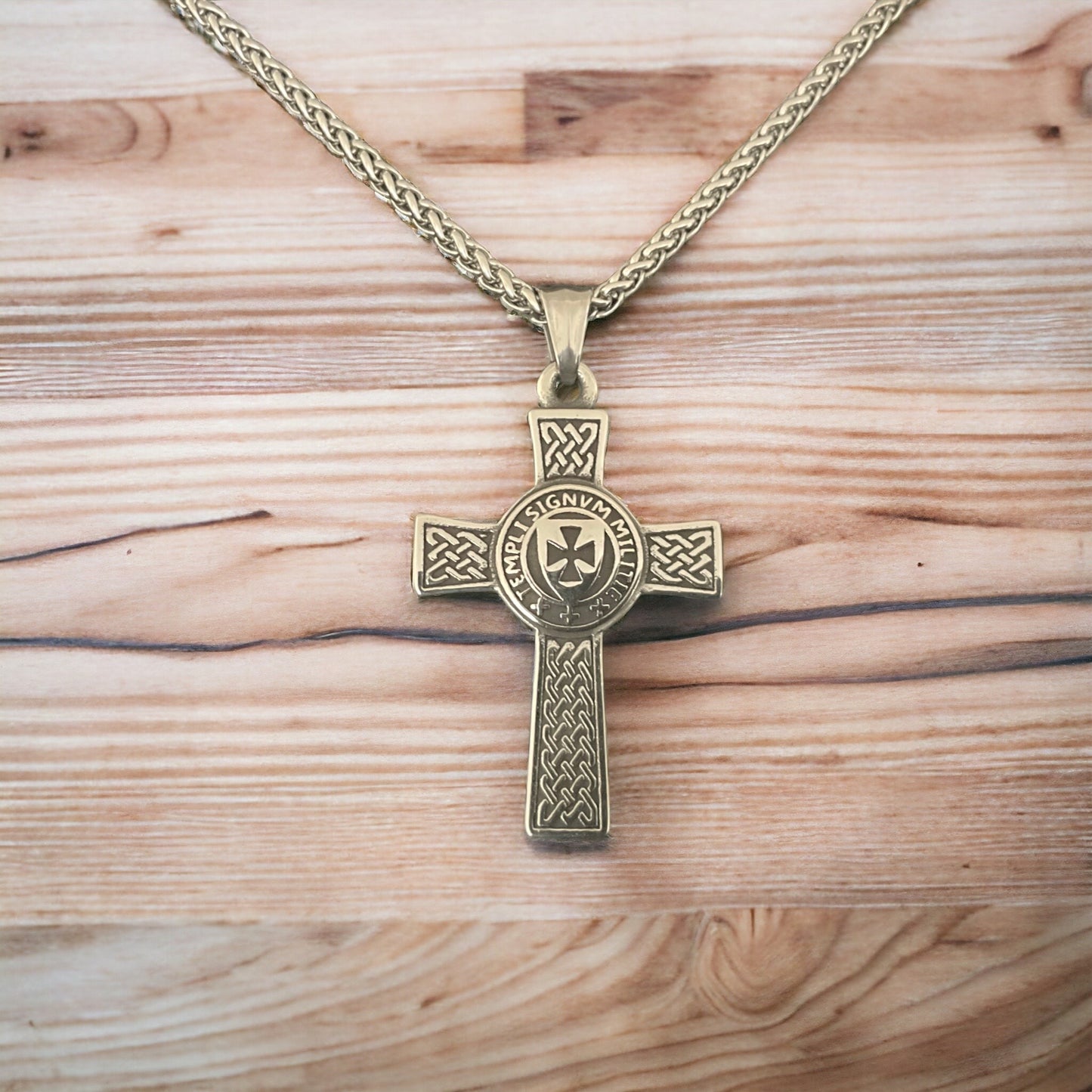 Large Double-Sided 316L Surgical Stainless Steel Crusader Knights Templar Cross Pendant + Free Chain Necklace
