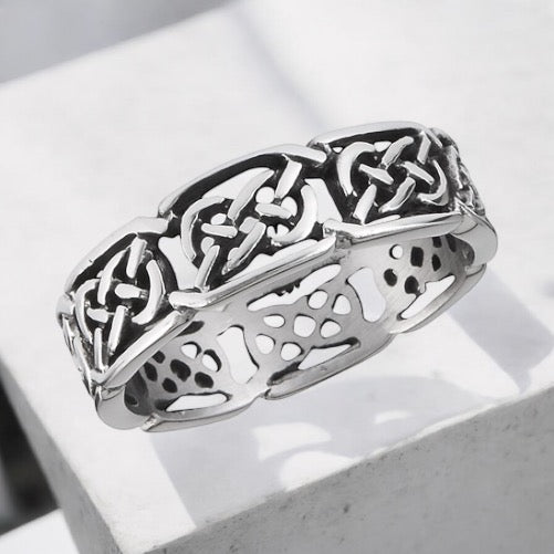 316L Surgical Stainless Steel Celtic Knot Ring Band Size 8-11