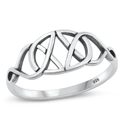 Silver Celtic Double Triquetra / Trinity Knot Ring