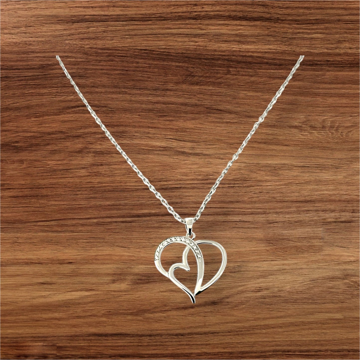 925 Sterling Silver Love Heart Pendant + Free Chain