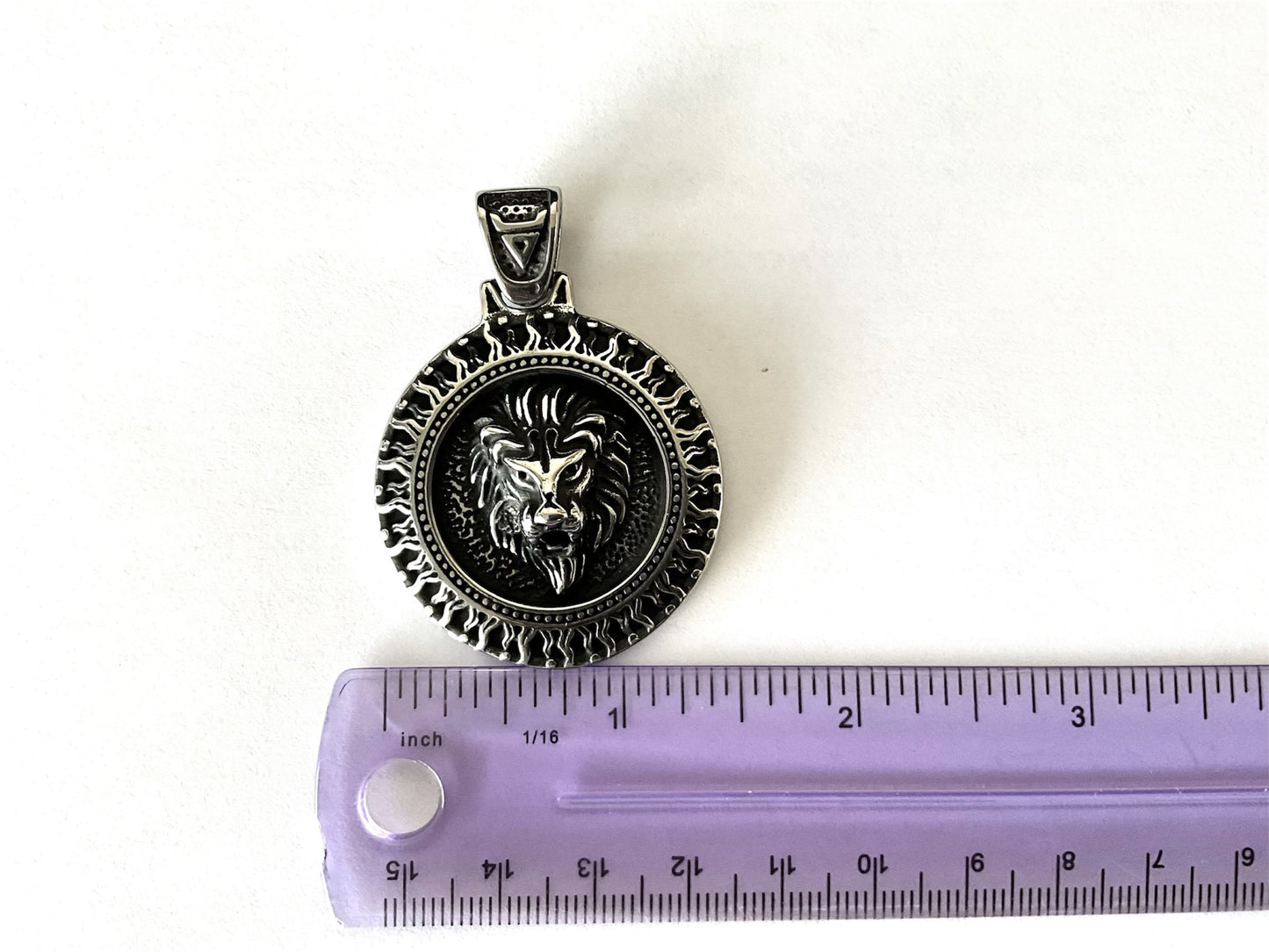 Large 316L Surgical Stainless Steel Lion Head Pendant + Free Chain Necklace