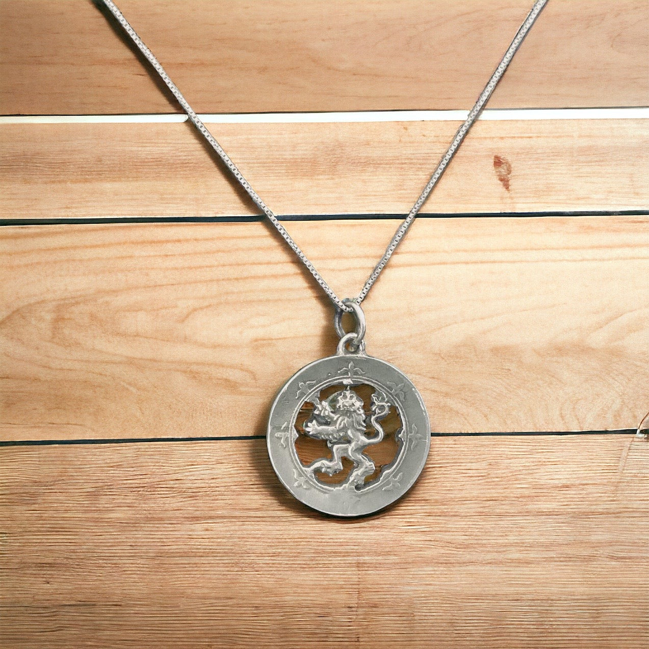 Handcast 925 Sterling Silver Scottish Lion Rampant Necklace