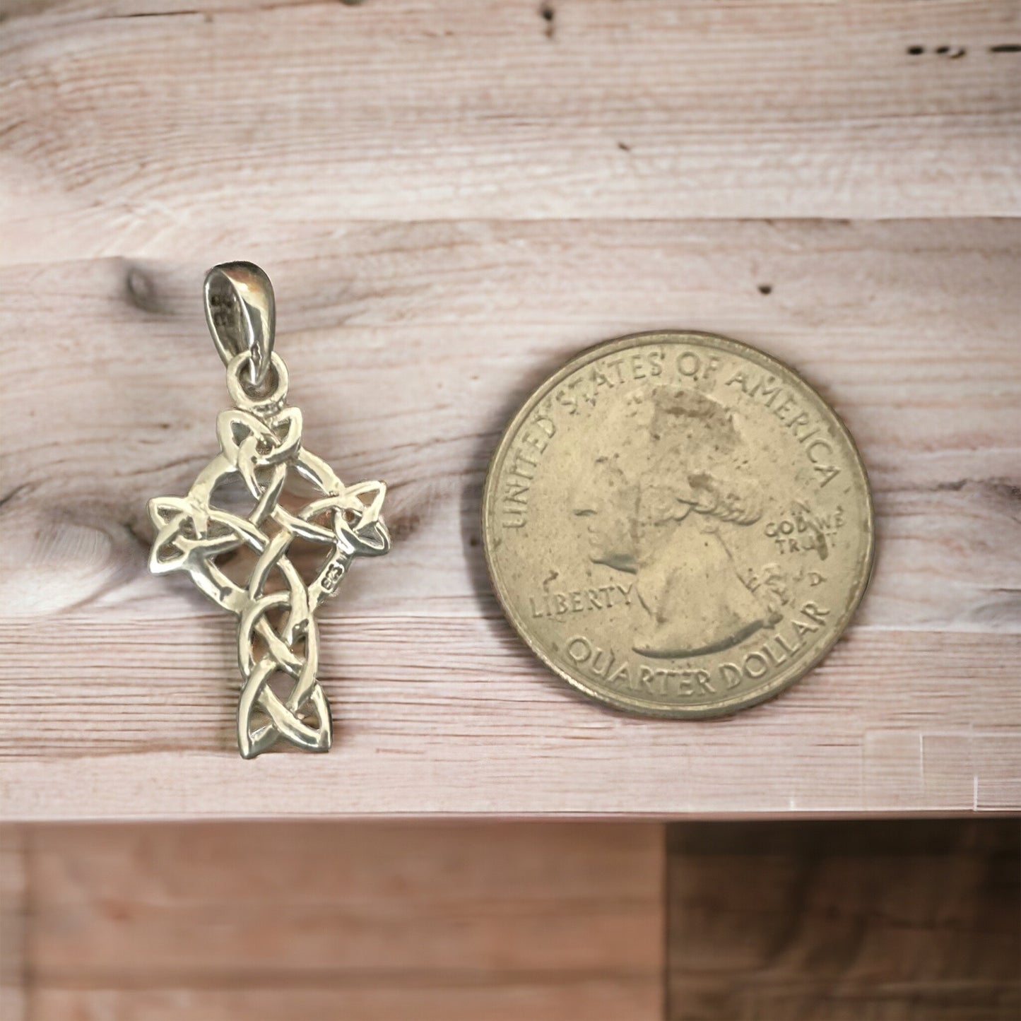 Silver Irish Celtic Filigree Trinity Knot Cross Pendant + Free Chain