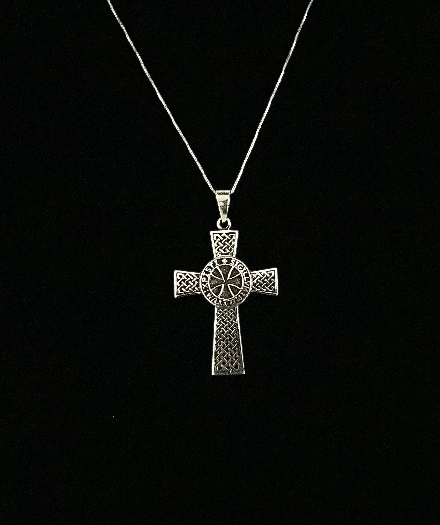Large Handcast 925 Sterling Silver Crusader Knights Templar Cross Pendant + Free Chain Necklace