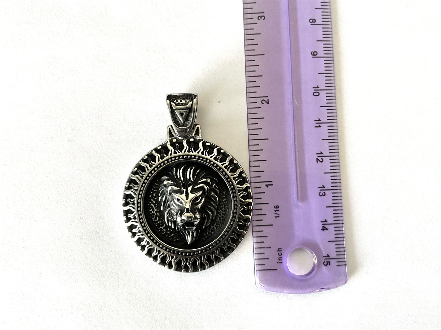 Large 316L Surgical Stainless Steel Lion Head Pendant + Free Chain Necklace