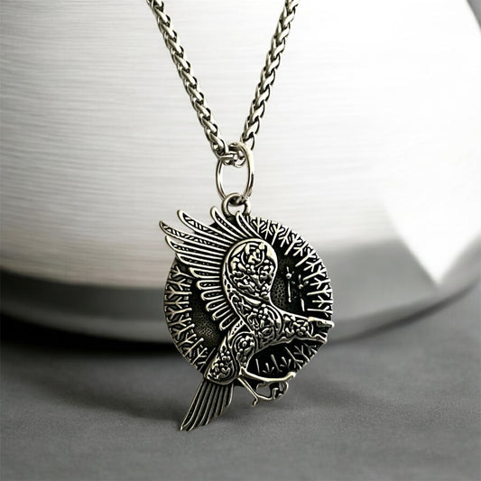 Large 316L Surgical Stainless Steel Viking Norse Celtic Eagle Pendant + Free Chain Necklace