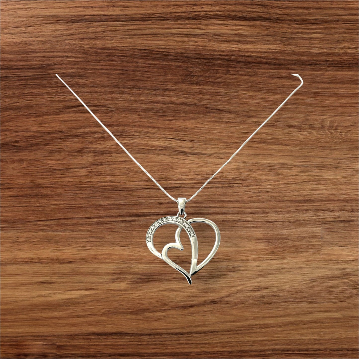 925 Sterling Silver Love Heart Pendant + Free Chain