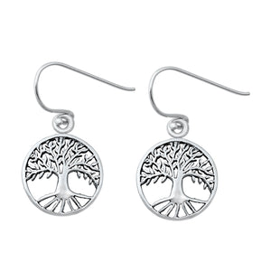 925 Sterling Silver Tree of Life Dangle Earrings