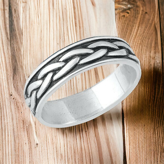 925 Sterling Silver Unisex Celtic Weave Ring Band Size 5-12