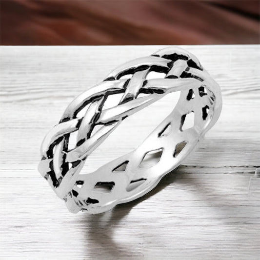 925 Sterling Silver Unisex Celtic Knot Ring Band Size 5-14