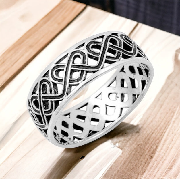 925 Sterling Silver Unisex Celtic Love Knot Heart Ring Band Size 5-14