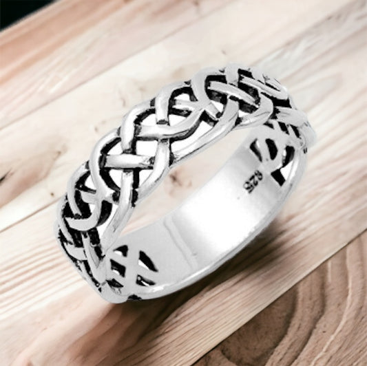 925 Sterling Silver Unisex Celtic Knot Ring Band Size 5-14