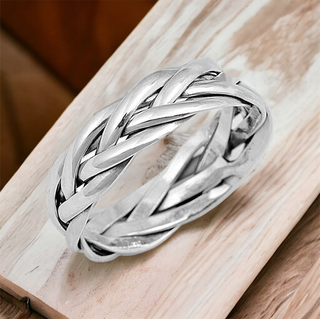 925 Sterling Silver Unisex Celtic Weave Ring Band Size 6-13