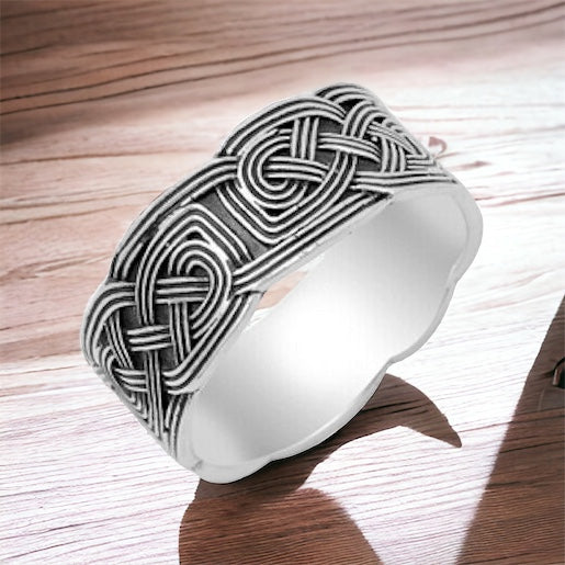 Large 925 Sterling Silver Unisex Celtic Endless Knot Ring Band Size 5-14